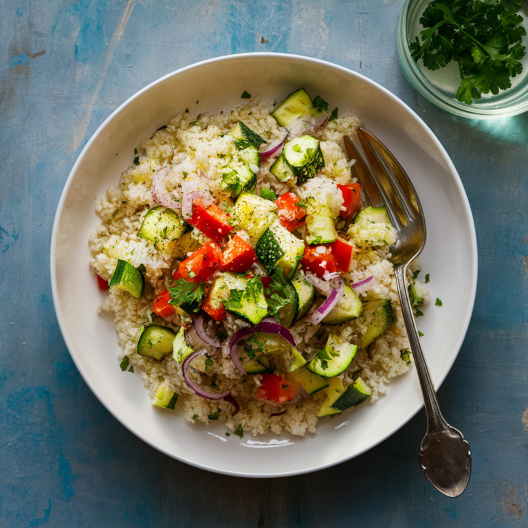 “Arroz” de Couve-Flor com Legumes Assados Sem Glúten – Um Almoço Nutritivo e Saboroso!