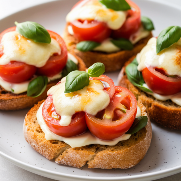 Bruschettas de Tomate e Manjericão com Queijo Vegano – Lanche Noturno Perfeito!