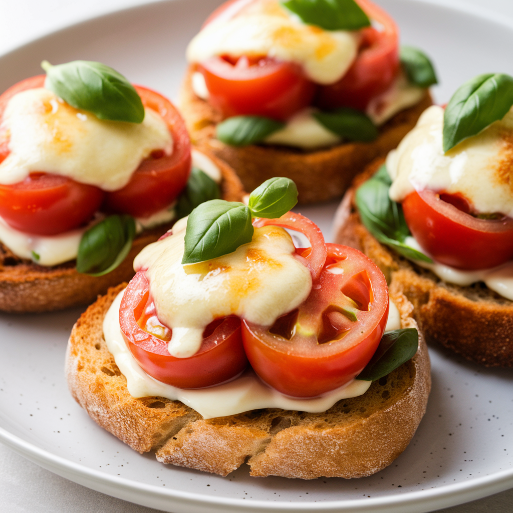 Bruschettas de Tomate e Manjericão com Queijo Vegano