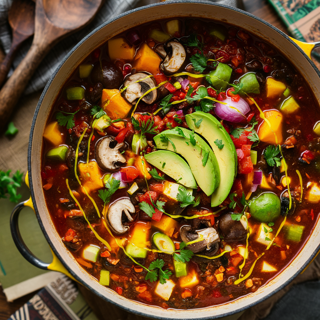 Chili Vegano com Cogumelos e Abóbora