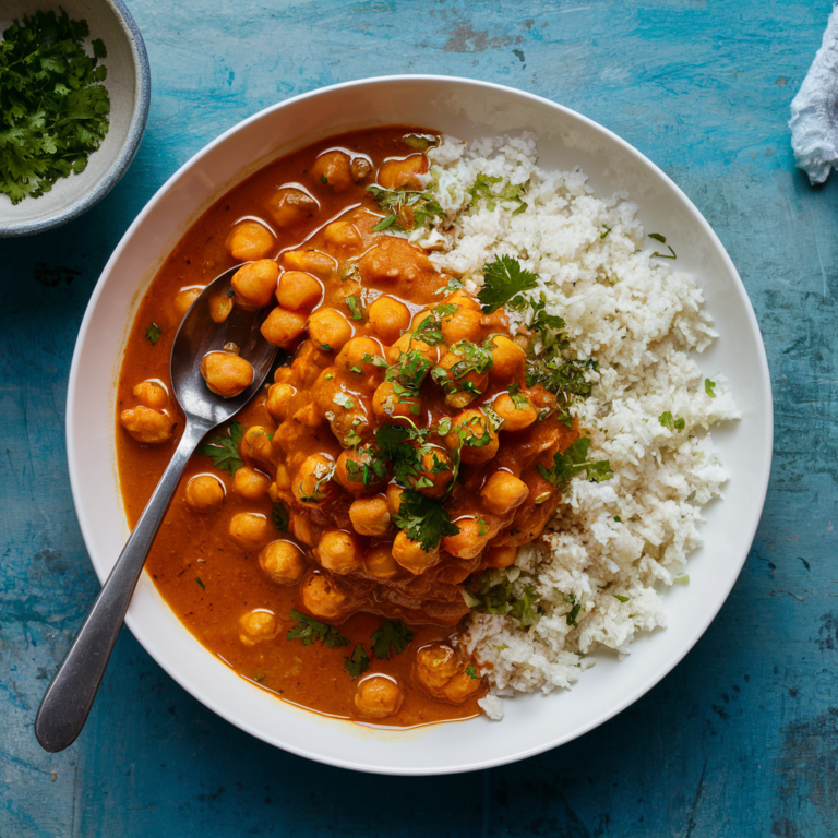 Curry de Grão-de-Bico com Couve-Flor Arroz – Jantar Vegano Low Carb e Repleto de Sabor!