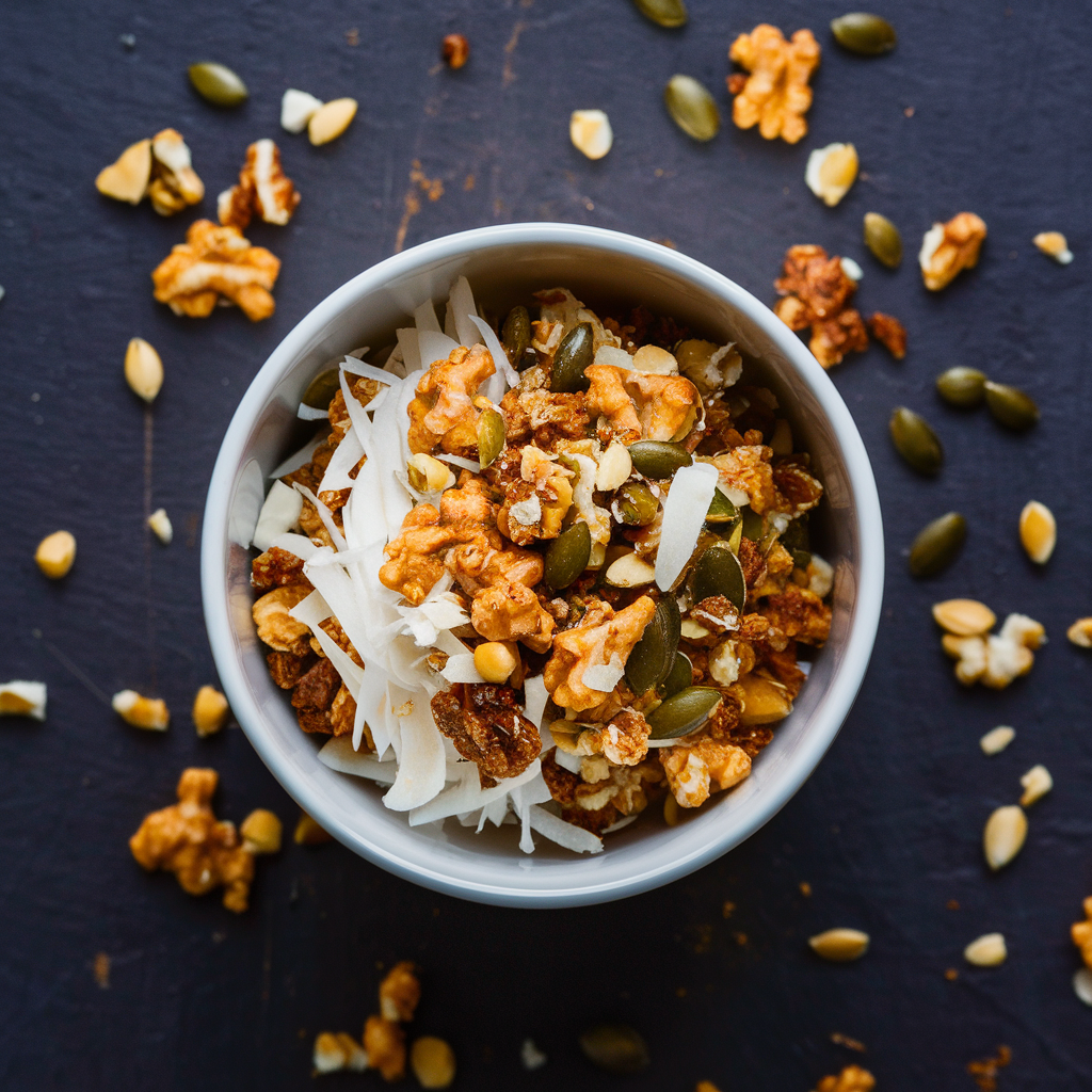 Granola Crocante de Coco e Nozes Sem Glúten