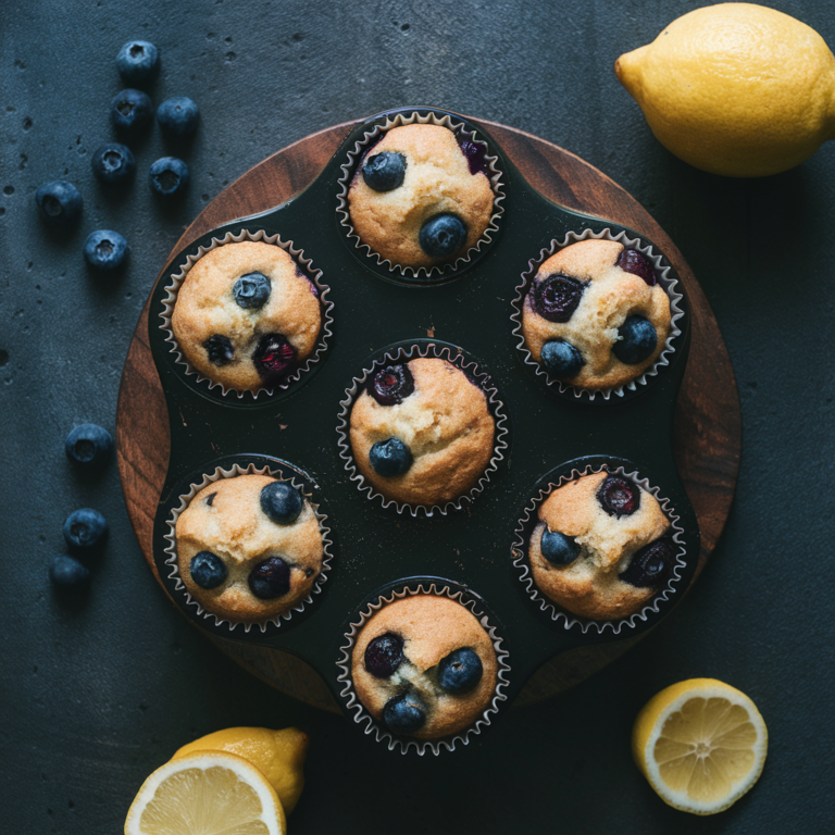 Muffins de Limão e Mirtilo Sem Glúten – Perfeitos para um Lanche Leve e Saboroso!