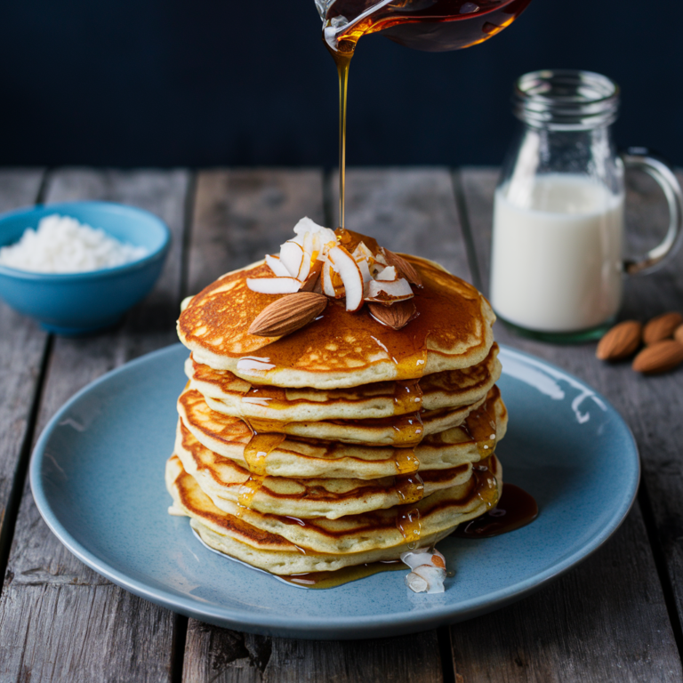 Panquecas Celestiais de Coco e Amêndoa – Comece o Dia com Leveza e Sabor!