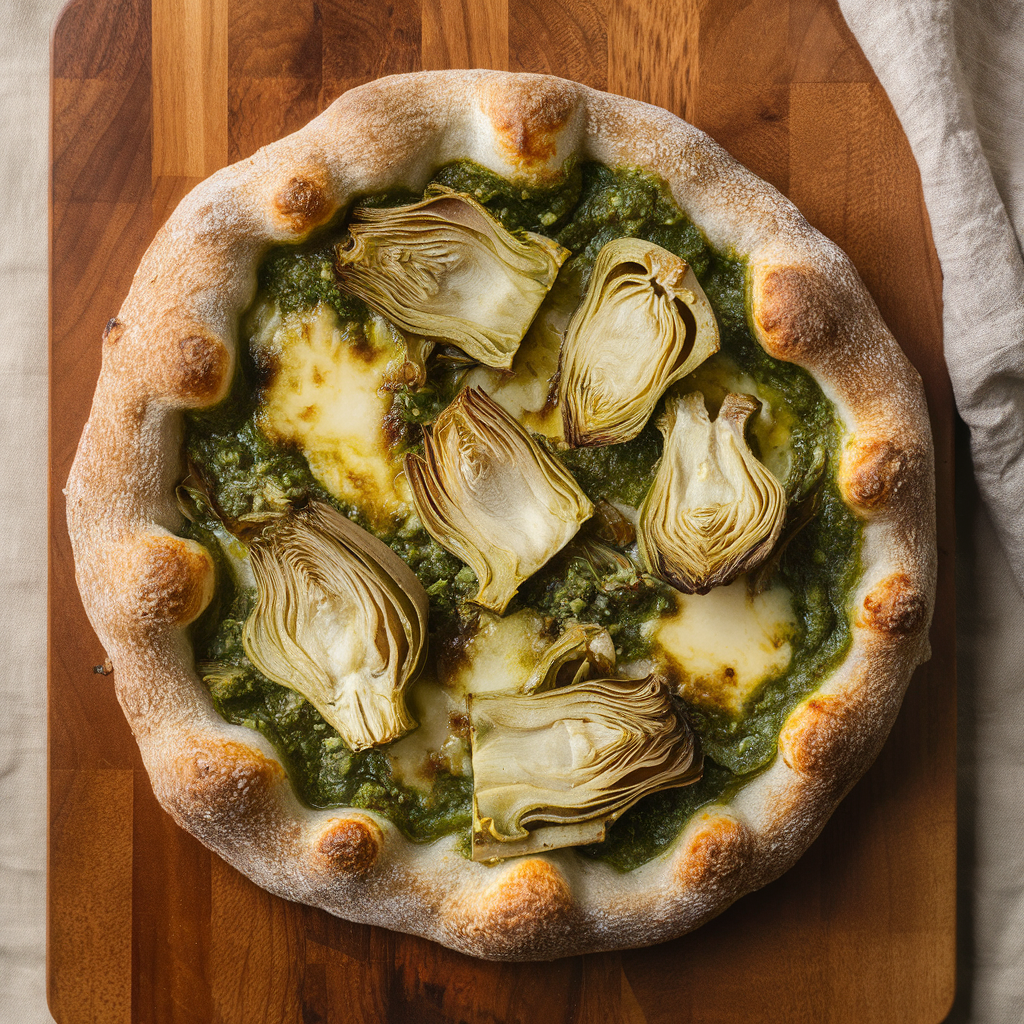Pizza de Pesto com Corações de Alcachofra Sem Glúten