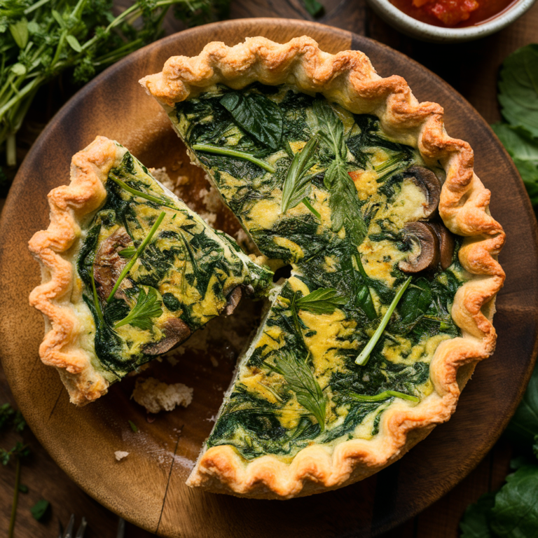 Quiche de Espinafre e Cogumelos Sem Glúten – Uma Delícia Vegana e Saudável!