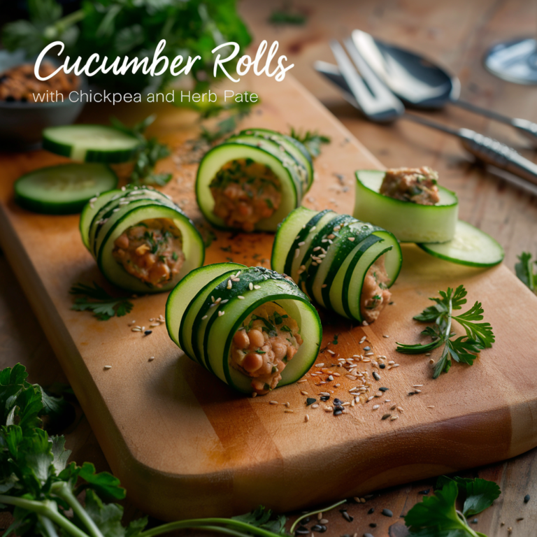 Rolinhos de Pepino com Patê de Grão-de-Bico e Ervas – Lanche Refrescante e Nutritivo!