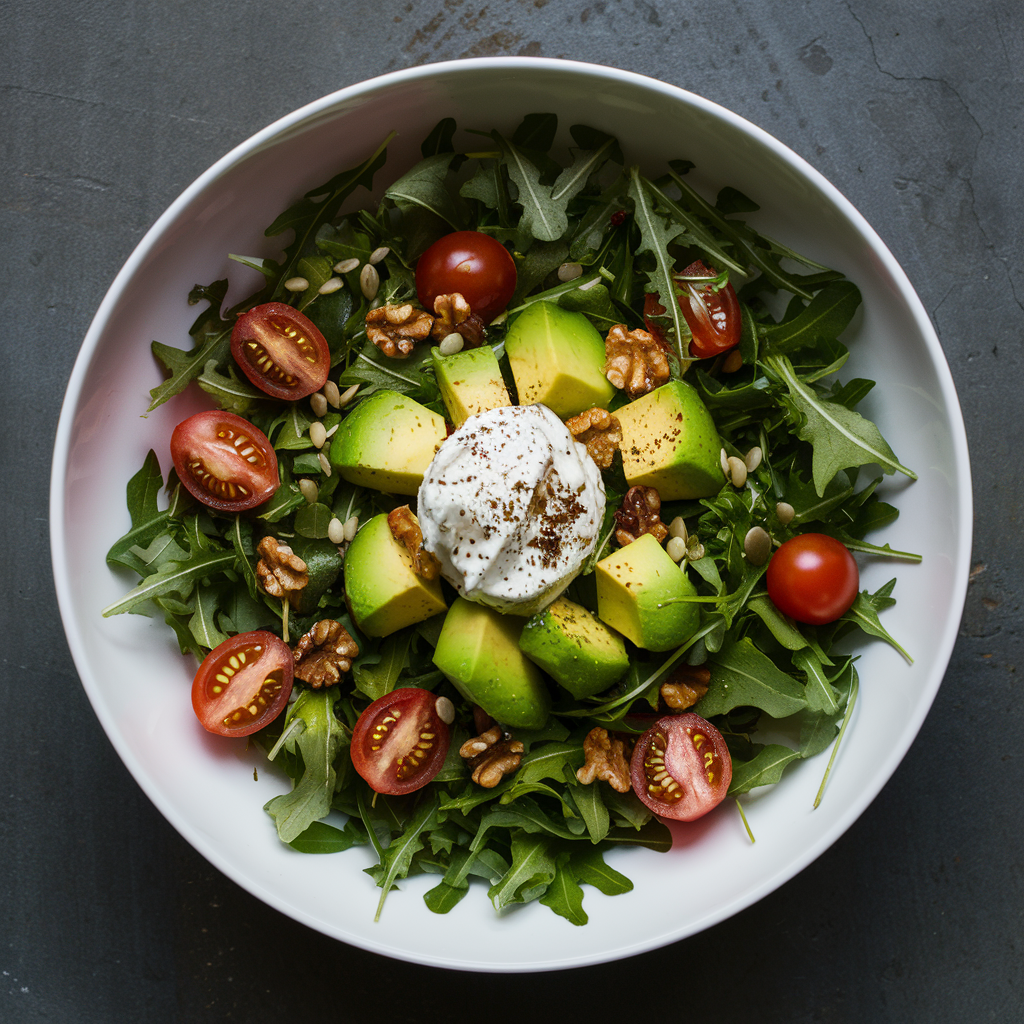 Salada de Abacate e Rúcula Sem Glúten