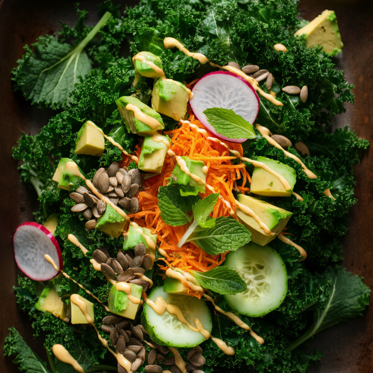 Salada de Couve com Abacate e Sementes de Girassol – Um Prato Refrescante e Satisfatório!