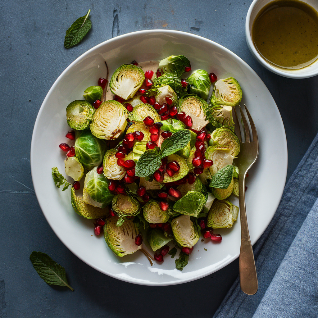 Salada de Couve de Bruxelas Assada com Molho de Tahine sem Glúten