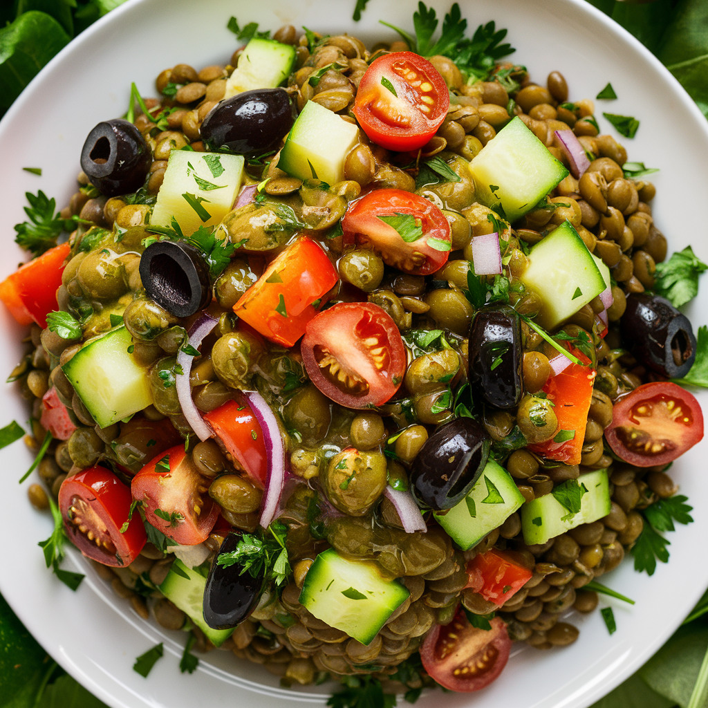 Salada de Lentilhas com Vinagrete de Limão e Ervas