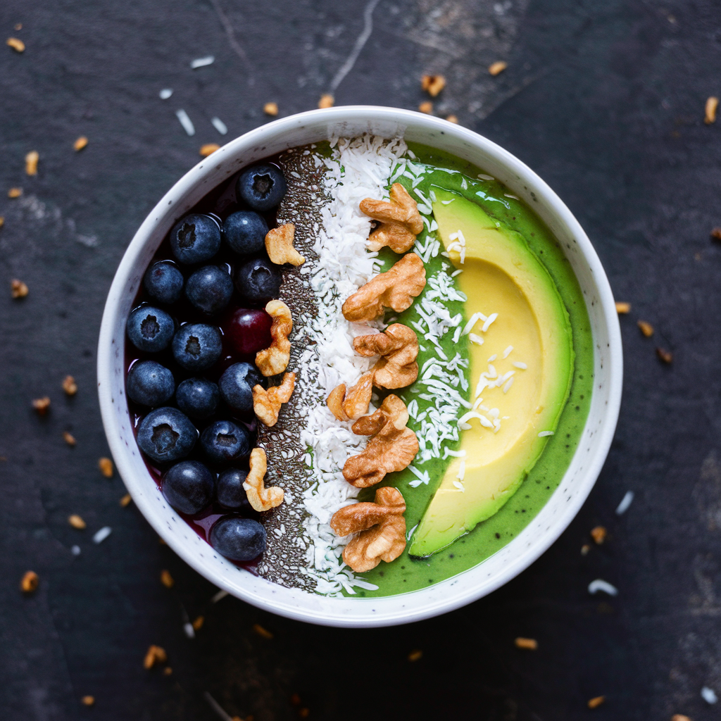 Smoothie Bowl Energizante de Mirtilo e Abacate