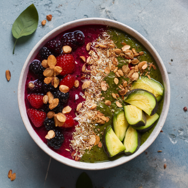 Smoothie Bowl de Abacate e Frutas Vermelhas Sem Glúten – Uma Manhã Vibrante e Saudável!