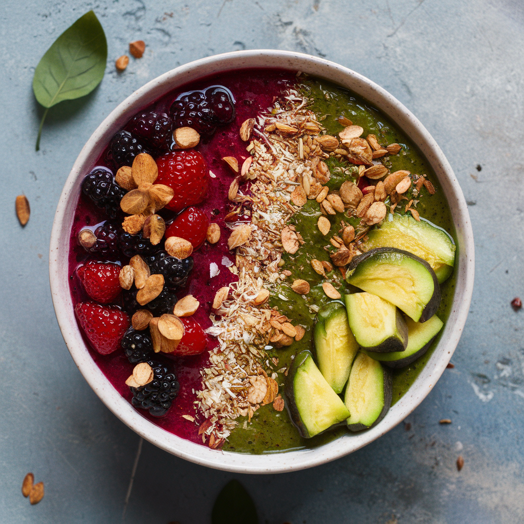 Smoothie Bowl de Abacate e Frutas Vermelhas Sem Glúten