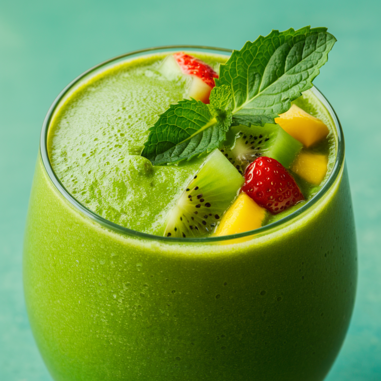 Smoothie Verde Detox – Lanche Noturno Vegano para Perder Peso