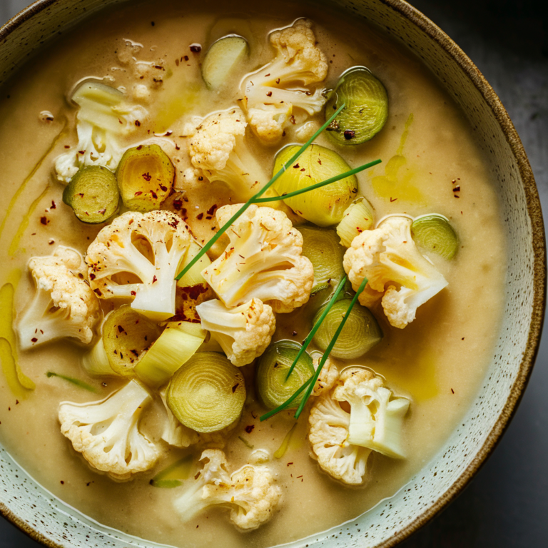 Sopa Cremosa de Couve-Flor e Alho-Poró – Jantar Leve para Emagrecer!