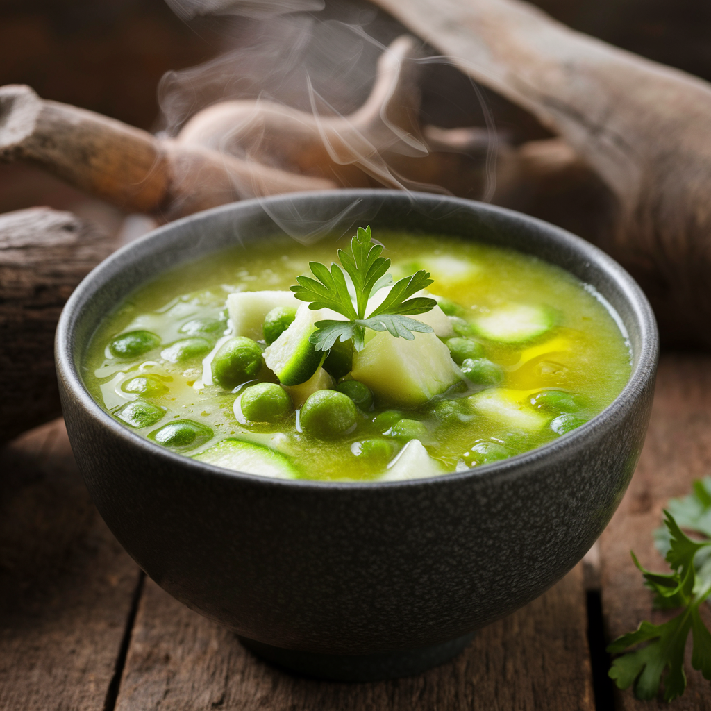 Sopa de Abobrinha e Ervilha Sem Glúten