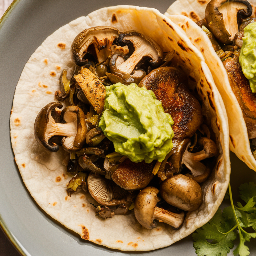 Tacos de Cogumelos com Guacamole