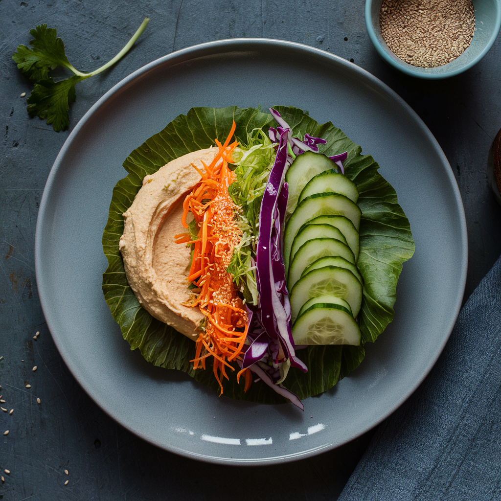 Wrap de Hummus e Vegetais Crocantes – Almoço Vegano Leve para Perder Peso