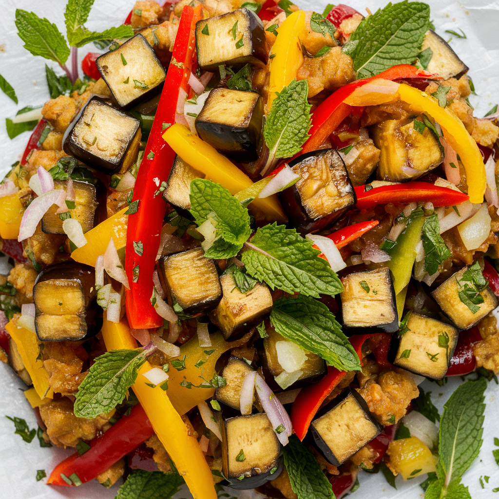 Antepasto de Berinjela e Pimentões Low Carb