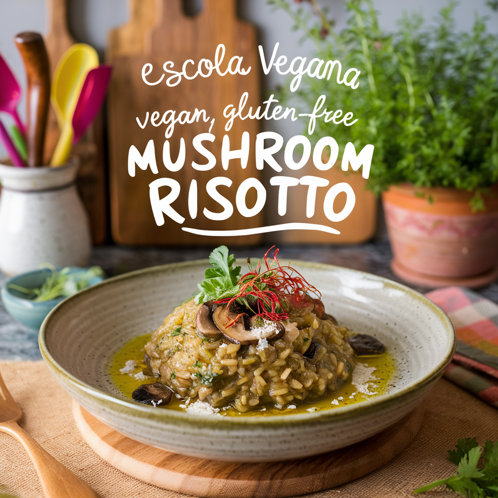 Risoto de Cogumelos Vegano Sem Glúten
