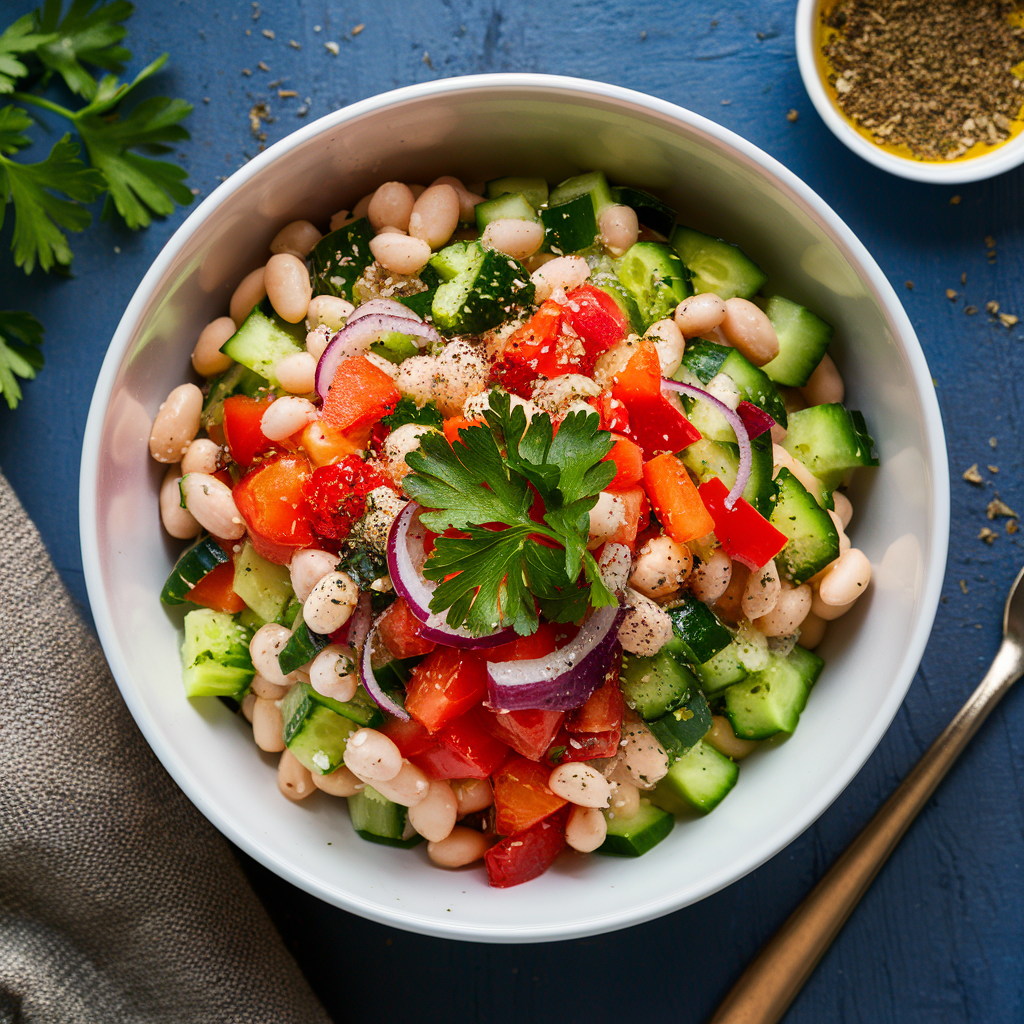 Salada de Feijão Branco e Legumes Low Carb
